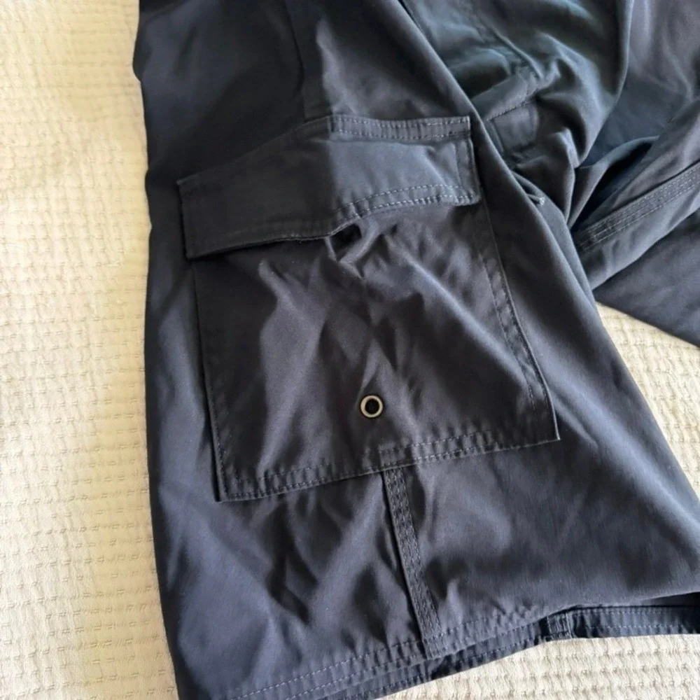Maui Built Board Shorts Men Size 32 Black Cargo Pocket Lace Up‎ Swim Trunks Surf